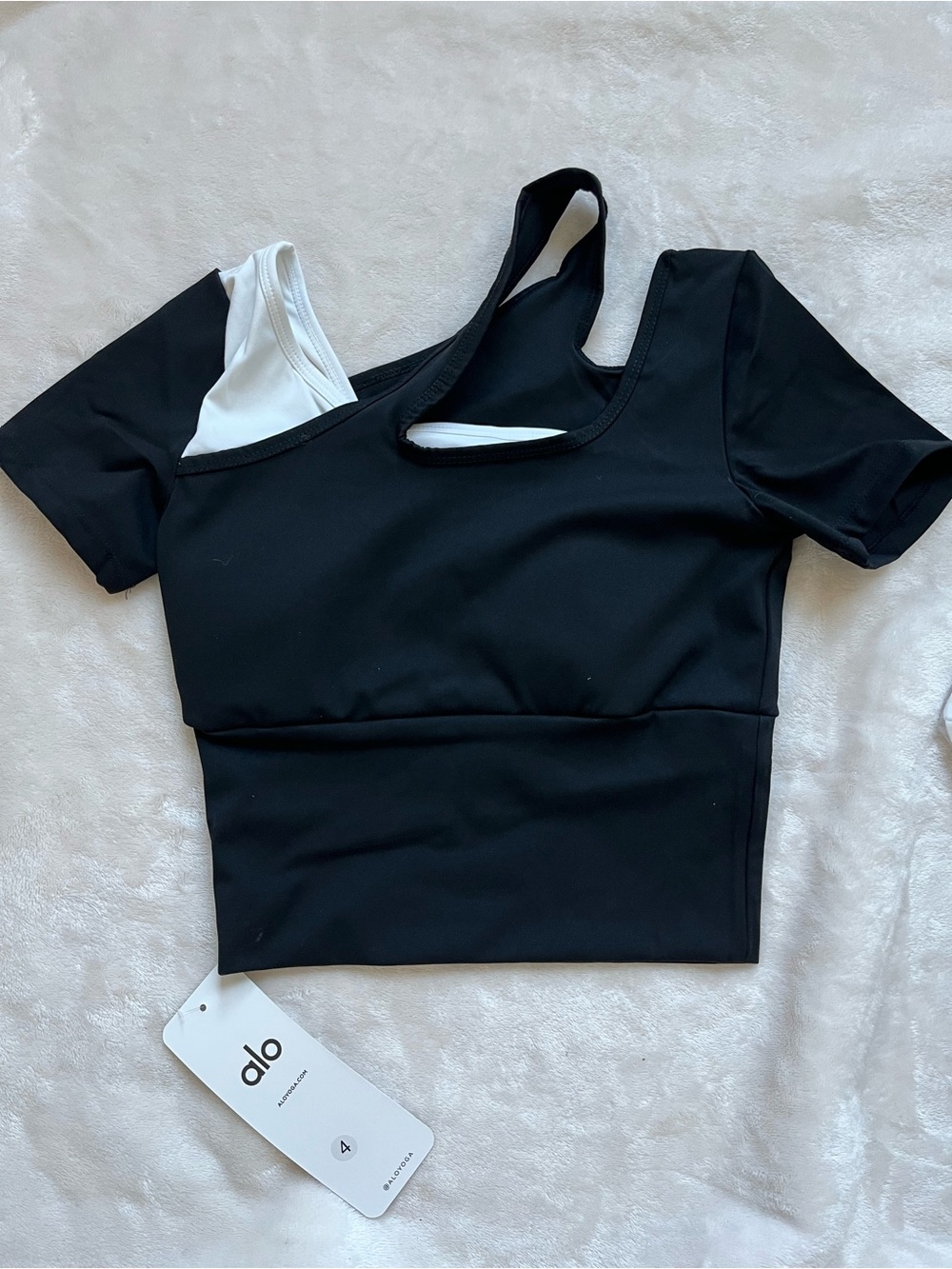 ALO Yoga Black Crop Top with Built-In Bra